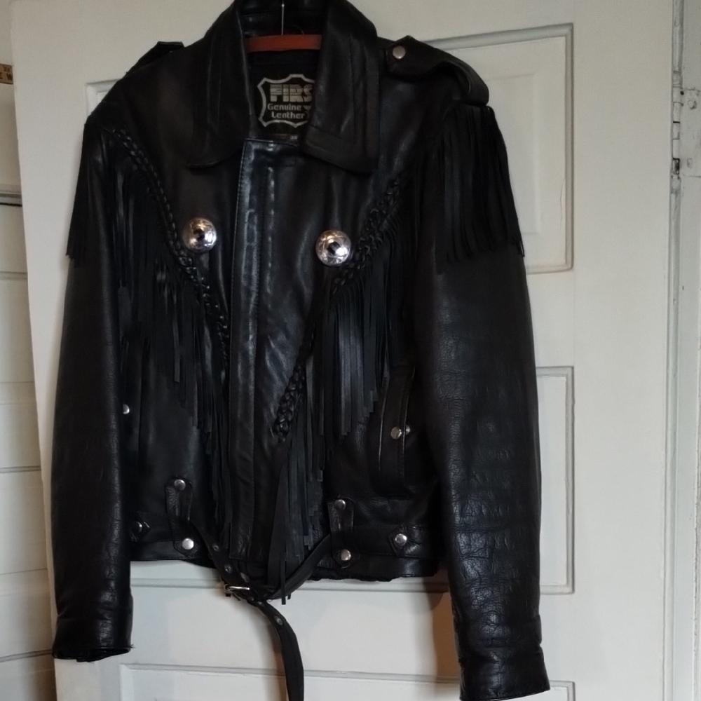 Men's Black Leather Fringe Jacket